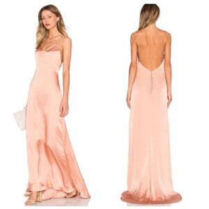 Lovers + Friends Lydia Silk Maxi Slip Dress w/ Back Buttons